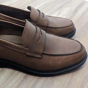 Express Genuine Leather Cognac Loafer Dress Shoes (Sz 10)